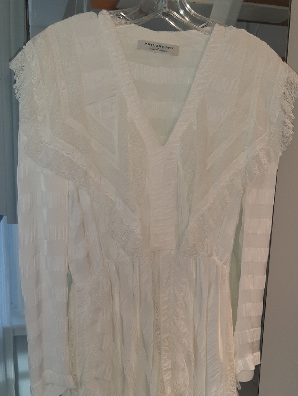 NWOT Orig $1,380 Philosophy🤍di Lorenzo Serafini White Lace Strip High-Low Sz 4 - Picture 6 of 16
